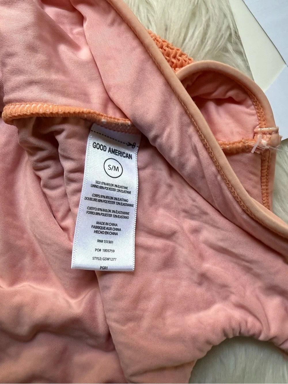 Good American Always Fits Ombre One Piece Swimsuit Peach S/M NWT High Cut
